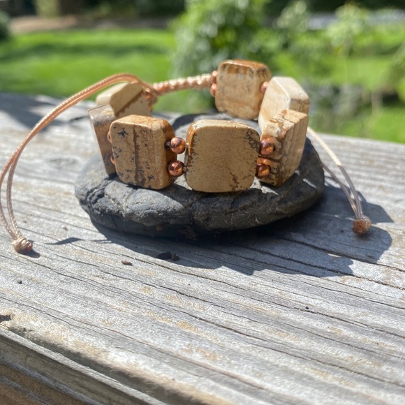 Petrified wood squares bracelet - Picture 2 of 4